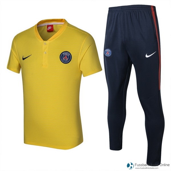 Paris Saint Germain Polo Komplett Set 2017-18 Gelb Fussballtrikots Günstig